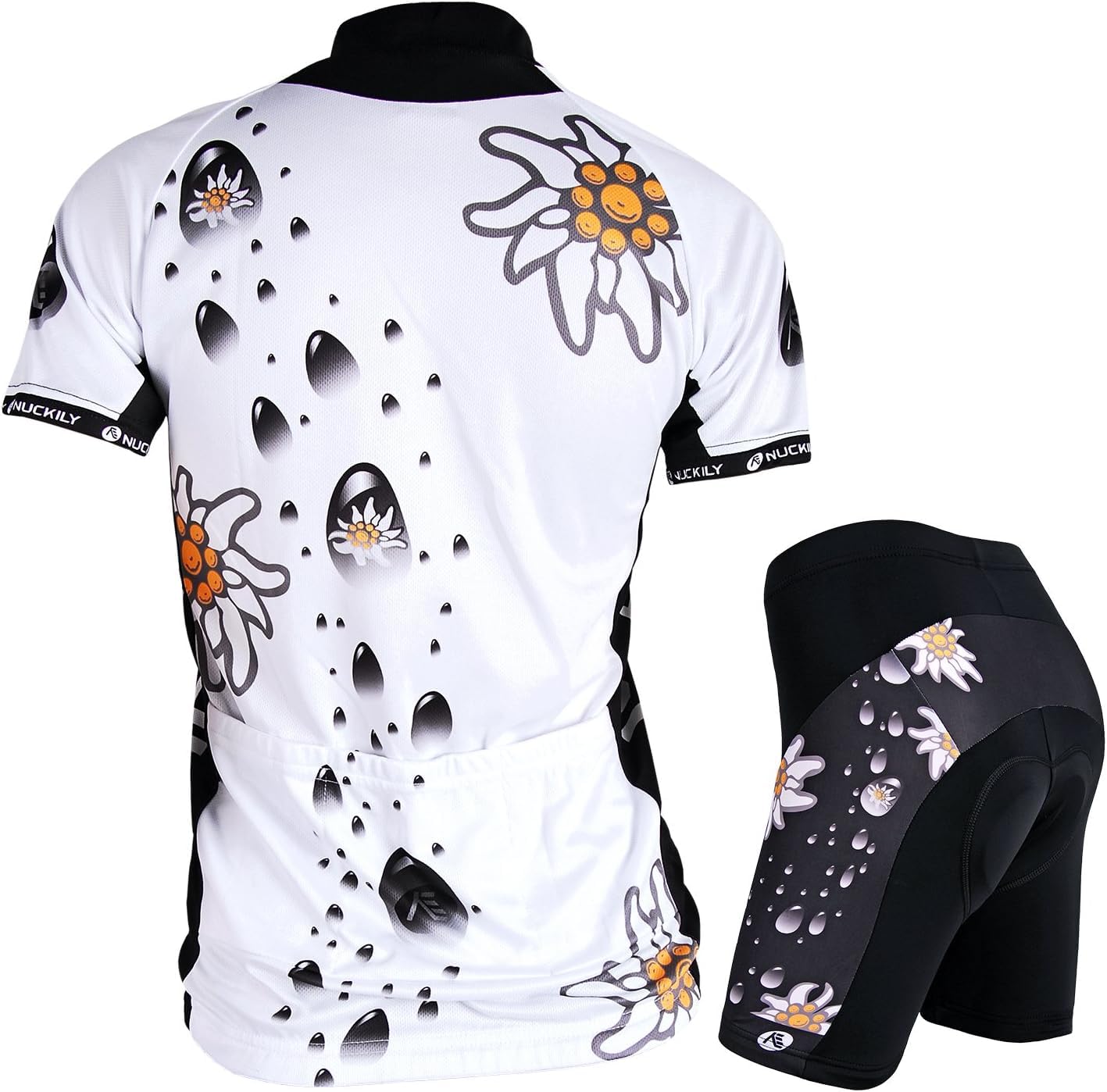 NUCKILY Damen Radtrikot Kurzarm Fahrradbekleidung Set Bike Shirt Atmungsaktive Trikot Outdoor Sports Radfahren Jersey & Radhose mit 3D Sitzpolster MTB Radsportanzug