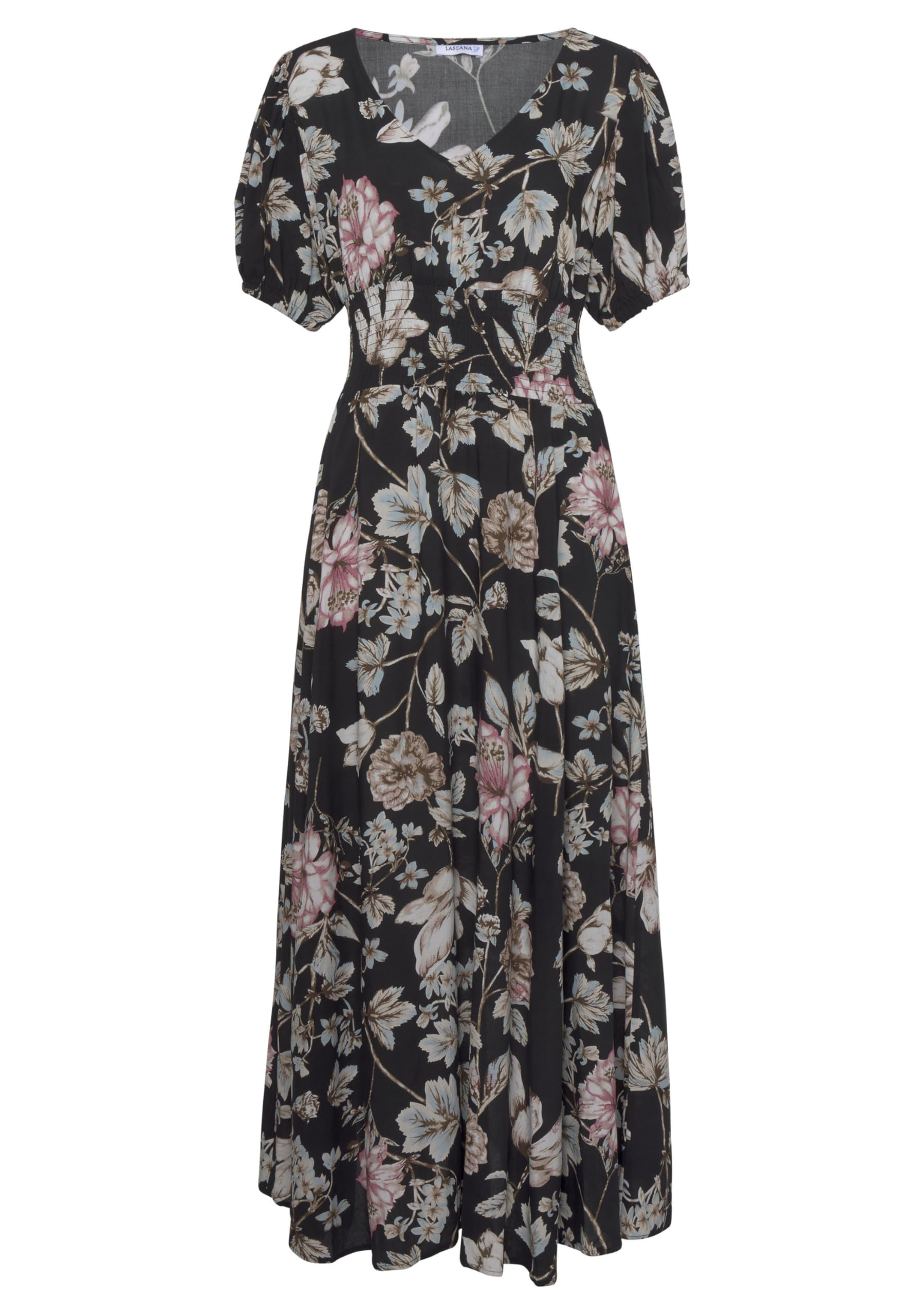 LASCANA Maxikleid Damen, Viskose, Blumenmuster, Bodenlang