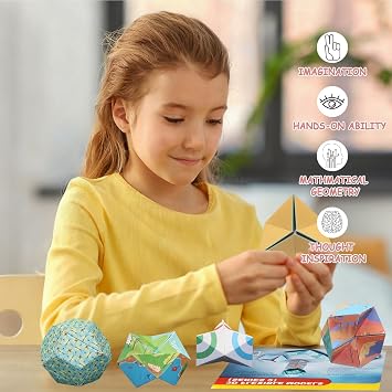STEM Educational 3D Paper Folding Math Puzzles Set - Flipping Regular Dodecahedron,Soccer