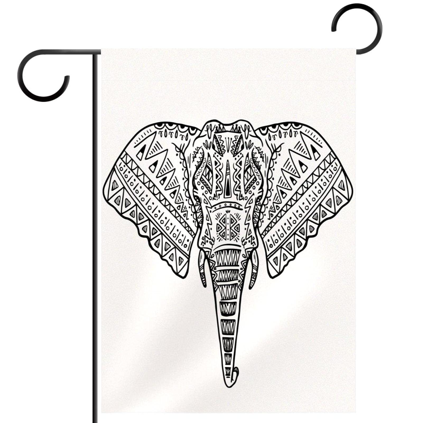 Drapeau éléphant blanc 30x45 cm en polyester pongé double face décor extérieur - 7