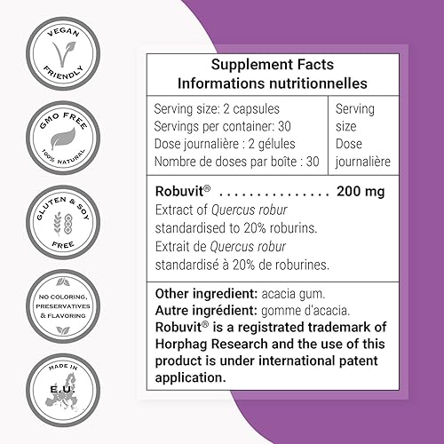 Miniatura 4 de Supersmart - Robuvit (extracto de madera de roble francés) 200 mg por día - Suplemento energético - Combate la fatiga y el estrés - Mejora el estado