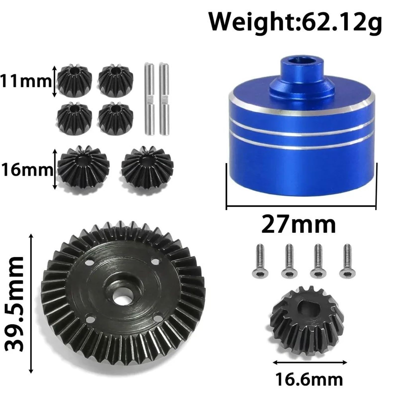 para Tamiya para XV02 para TT02 para TT02B 1/10 RC Coche Diferencial Acero Dientes Shell Engranaje Cónico Kit Piezas Mejora Componentes Mejora RC