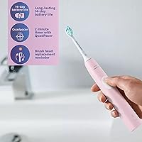 Vista 3 de Philips Sonicare ProtectiveClean 4100 - Cepillo de dientes eléctrico recargable, control de placa, rosa pastel, Phi0304, 1 unidad