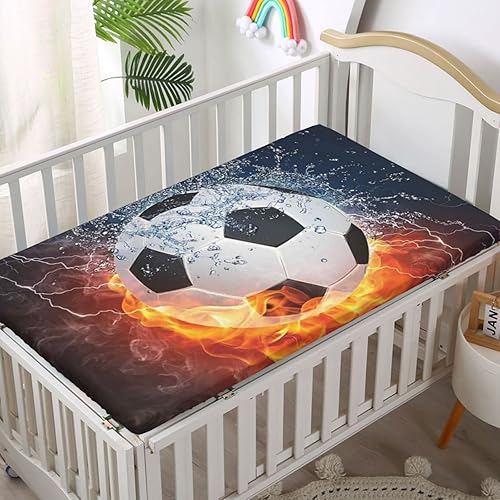 Miniatura 2 de Sábana bajera ajustable con temática deportiva sábana bajera estándar para cuna suave y transpirable sábanas para cuna de bebé para niña o niño 28 x