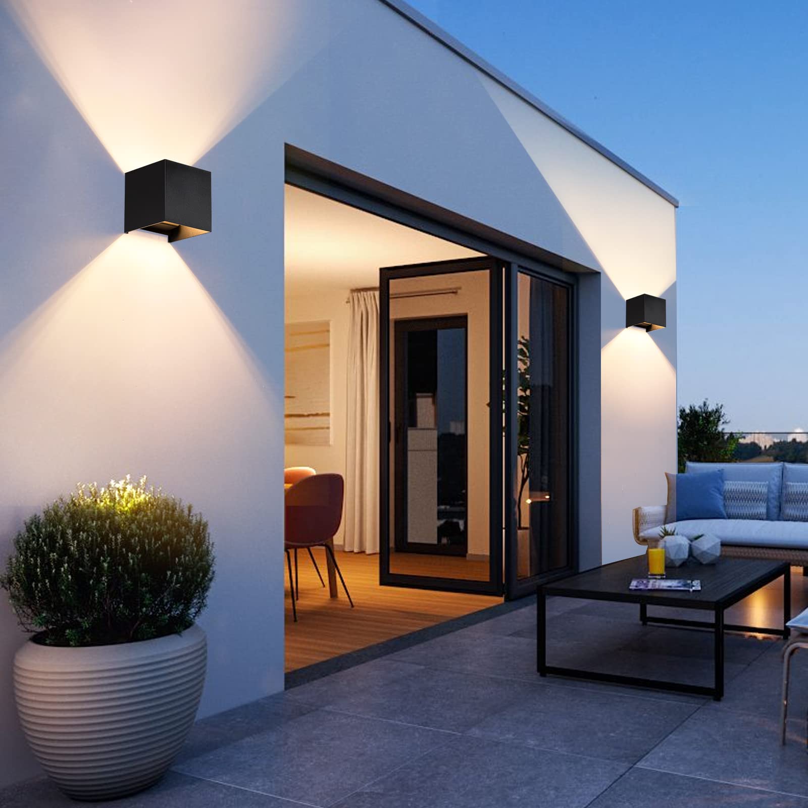Applique da Esterno con 9W 3000K Bianco Caldo G9 Sorgente Luminosa Sostituibile Applique da Parete Interno IP65 Impermeabile Lampade da Esterno Angolo del Fascio Regolabile【4 Pezzi Nero】