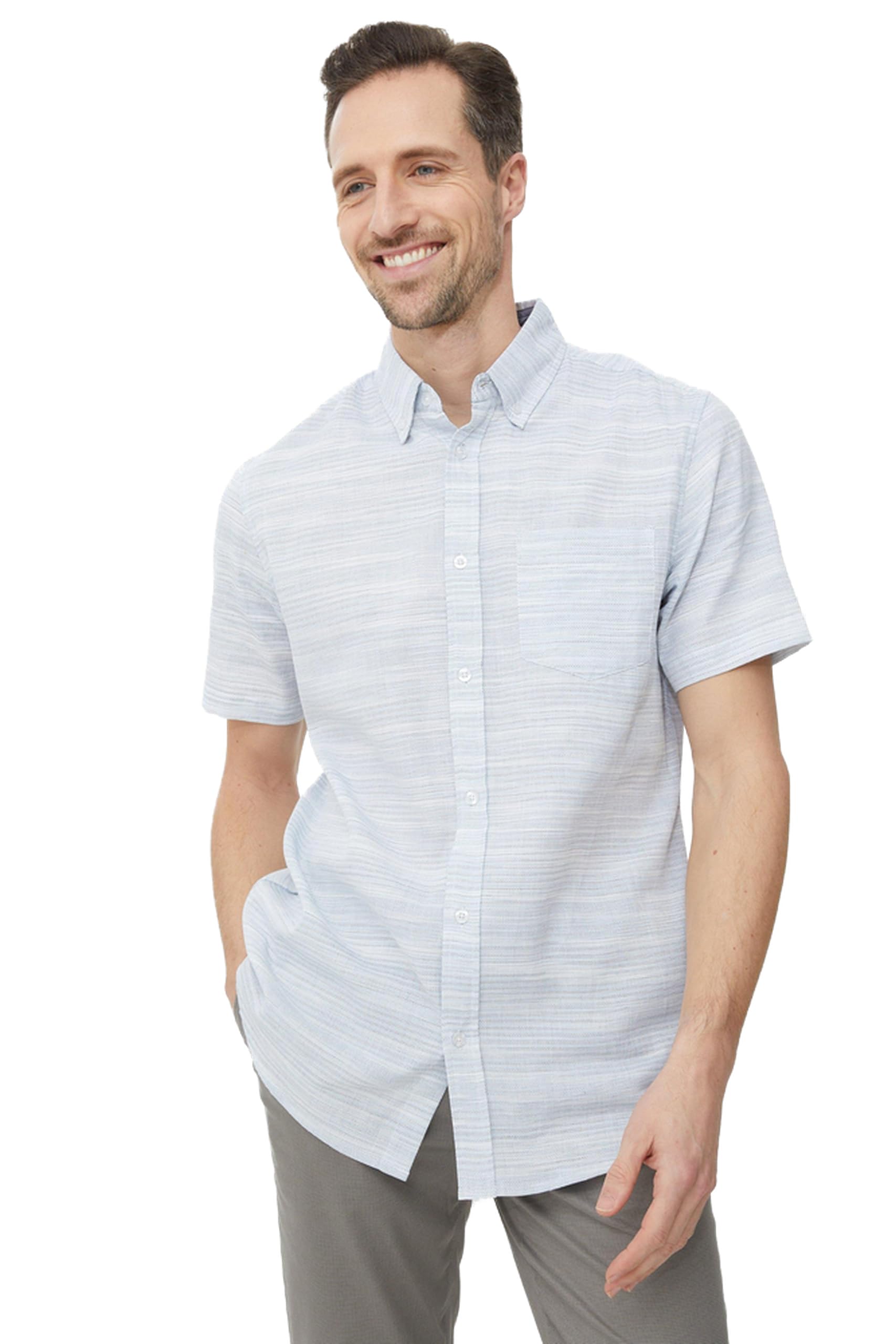MaineMen's Textured Fine Stripe Short Sleeve Shirt