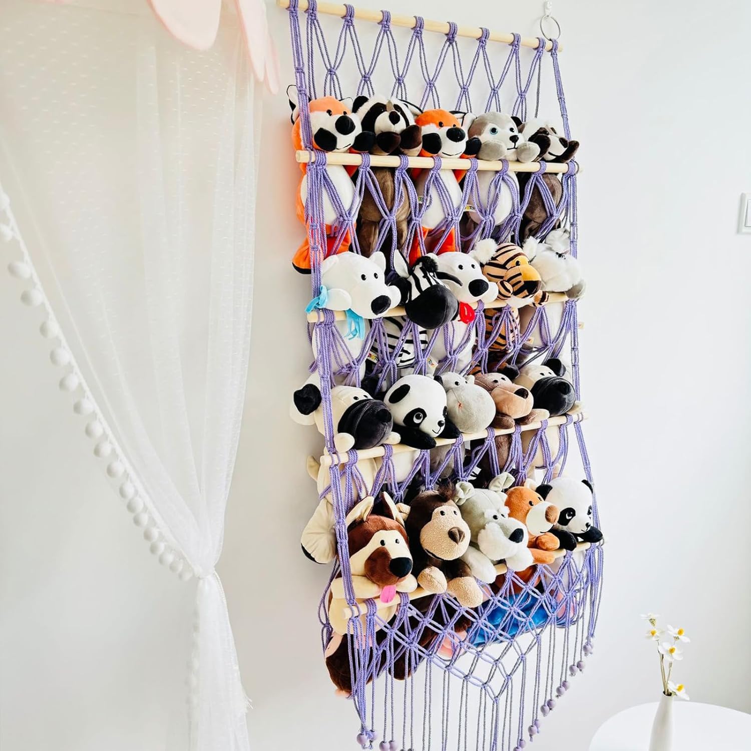 Mounted Fringe Hanging Organizers Stylish Toy Storage Hammock Portable Meshes Organizers For A Mess Release Space Space Saving Storage