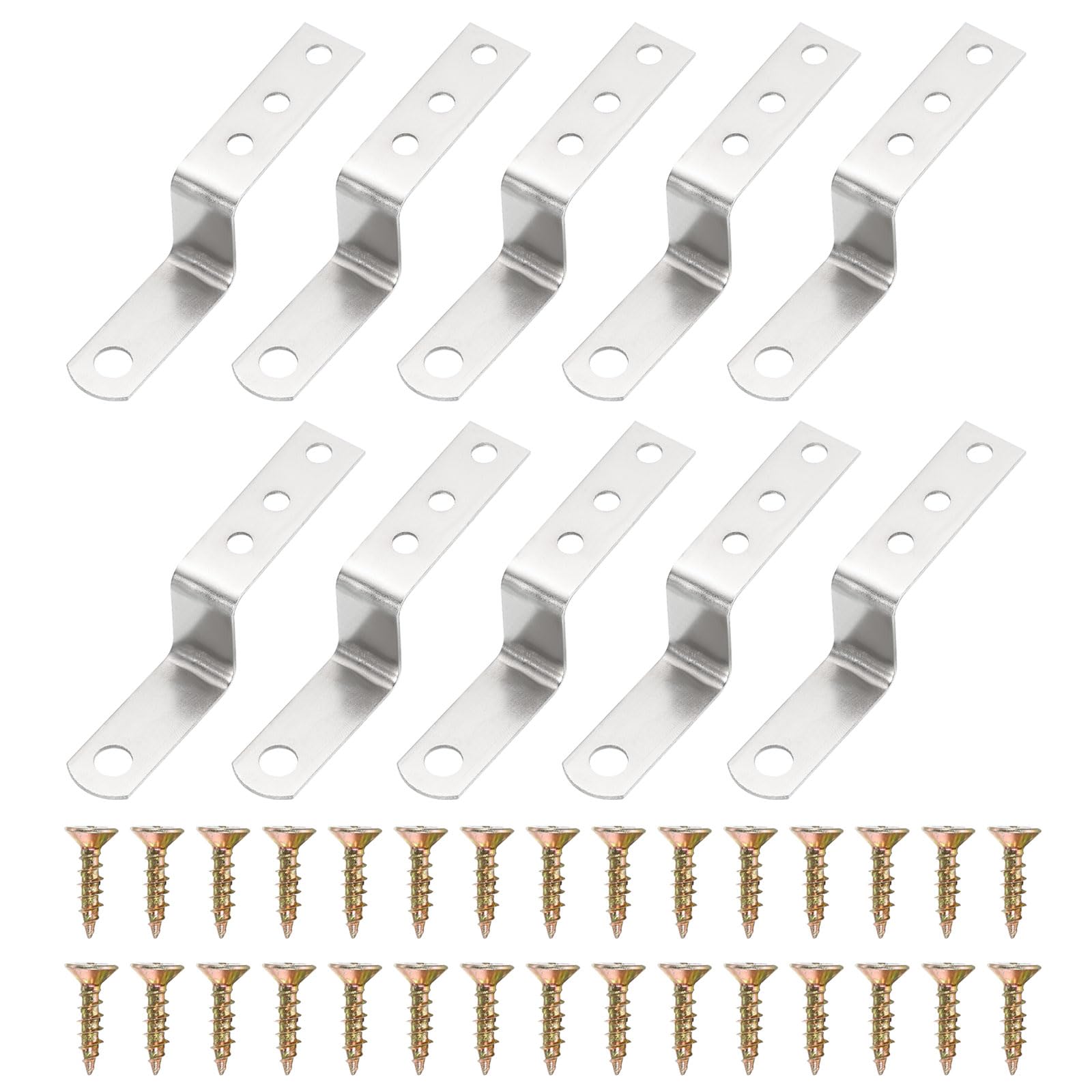 uxcell 15 Pcs Z Shape Corner Bracket, 1 Inch Right Angle Picture Frame Braces Bracket Shelf Brackets Fastener with Screws for Furniture, Silver