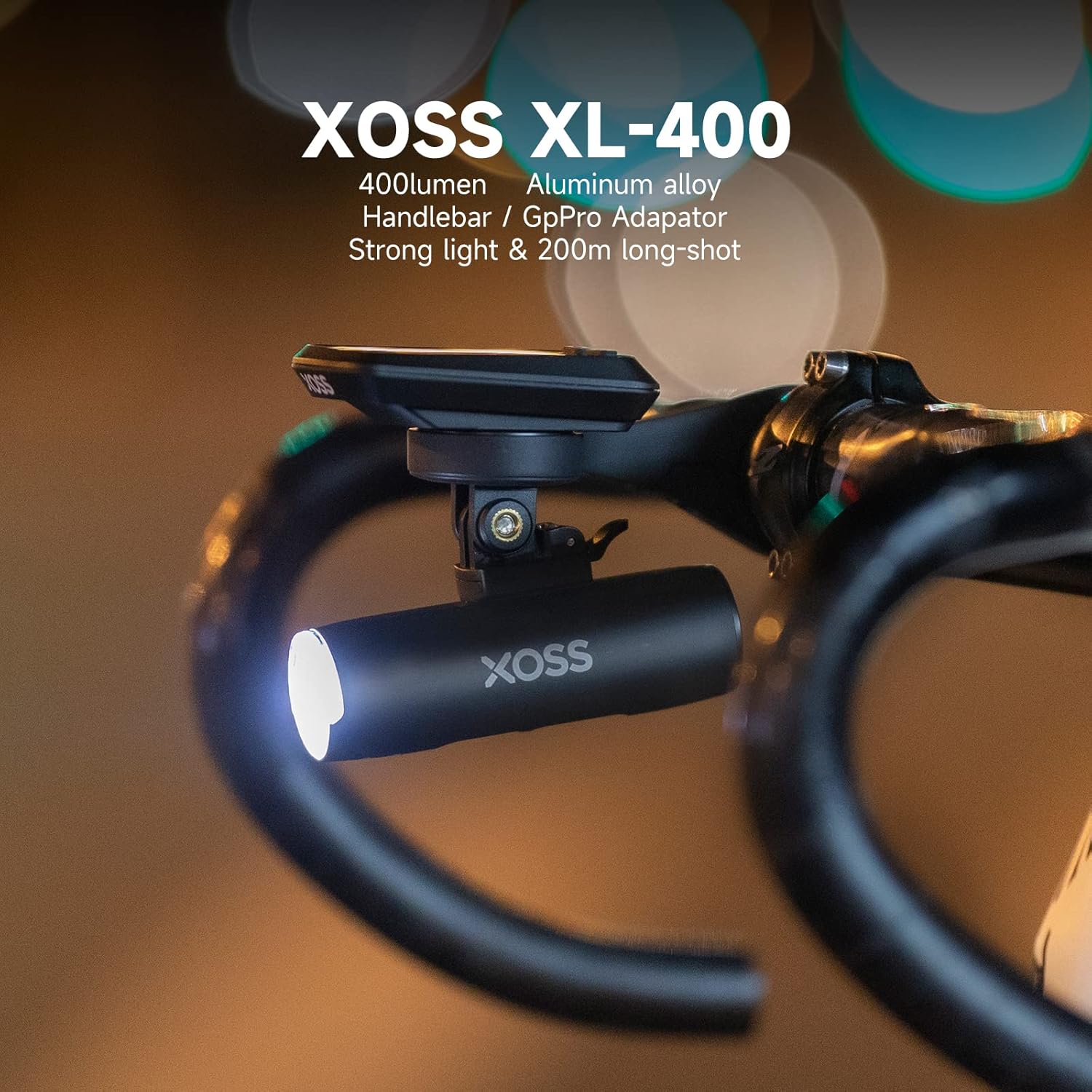 XOSS Bike Light for Night Riding, USB Rechargeable Bike Headlight with 5 Modes, Waterproof Cycling Light for Road, Mountain, Commuter Bikes, Bicycle Light Easy to Install