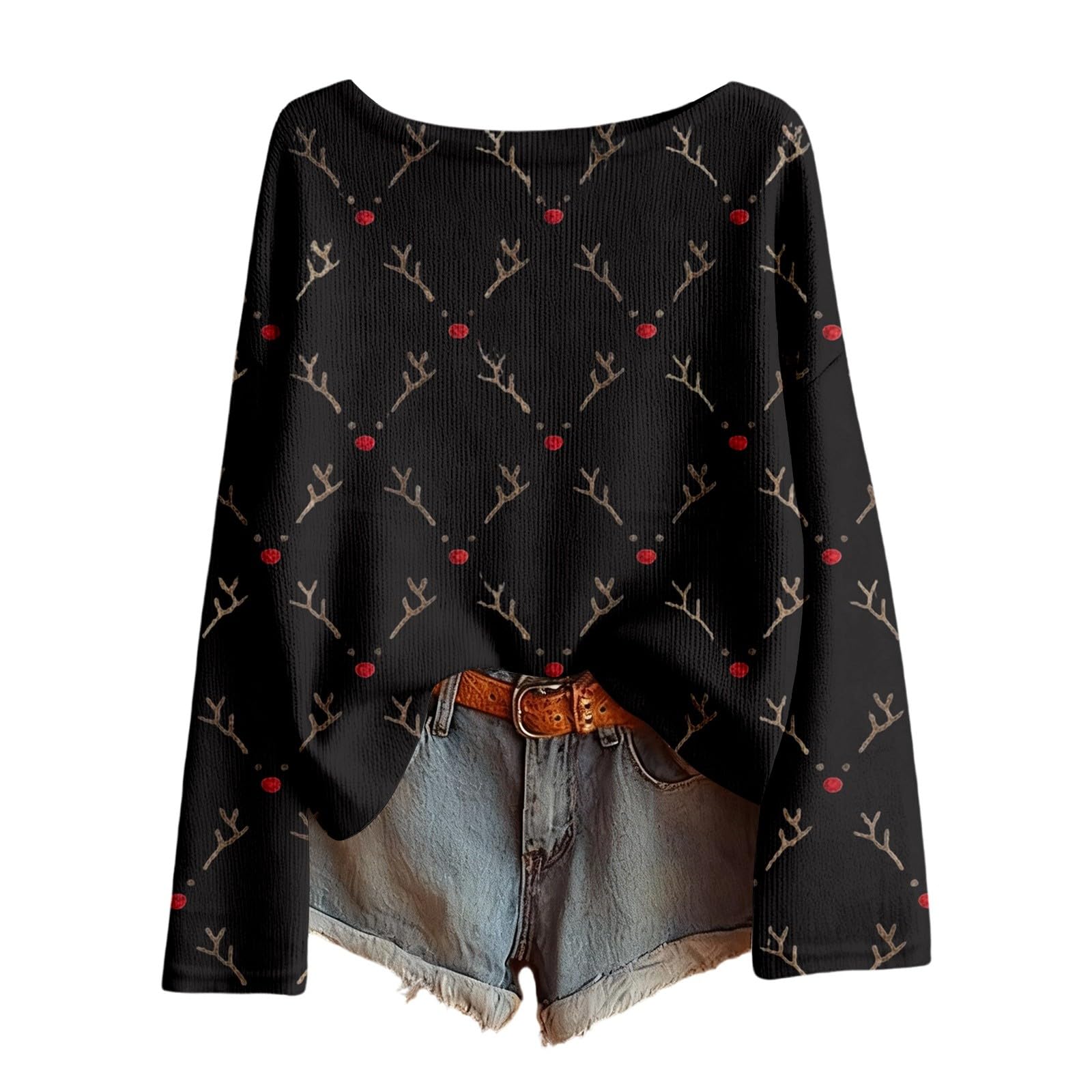 Christmas Sweaters for Women Teen Girls Boat Neck Imitation Ugly Sweater Long Sleeve Boho Xmas Fall 2025 Trendy