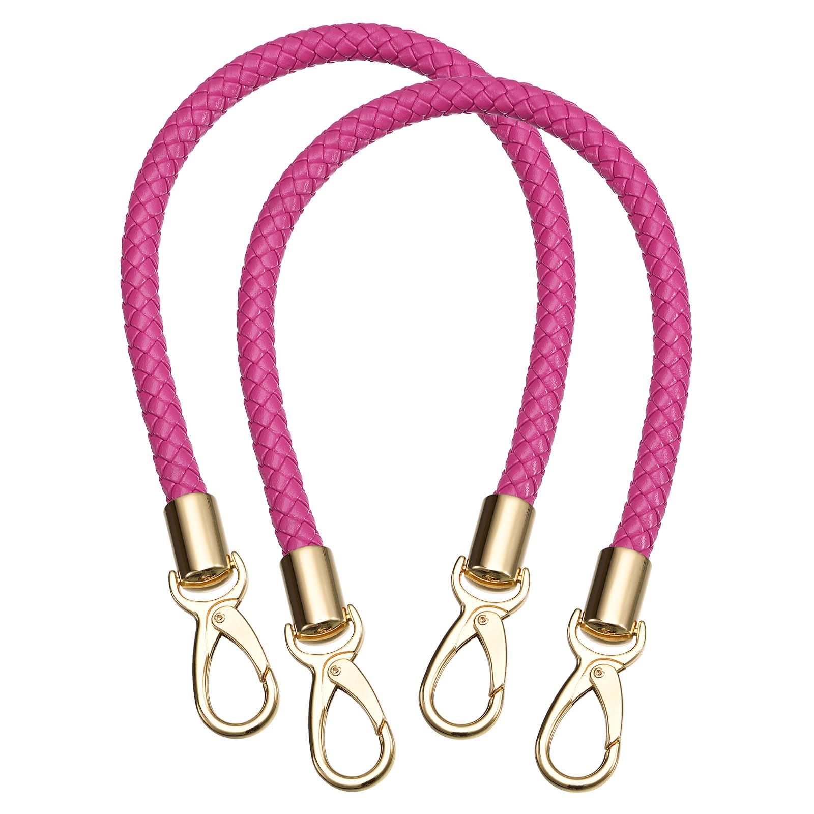 Uxcell Leather Purse Strap, 2Pcs 50cm/19.7" PU Braided Purse Replacement Handle for Women's Handbag Underarm Bag Tote (Fuchsia)