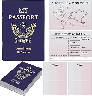 party greeting 60PCS Blank Fake Passport Notebooks for Kids | Student Travel Journal Book, Kids Pretend Passport Bulk, for School Travel Party Supplies, Game Prizes, Geography Favors