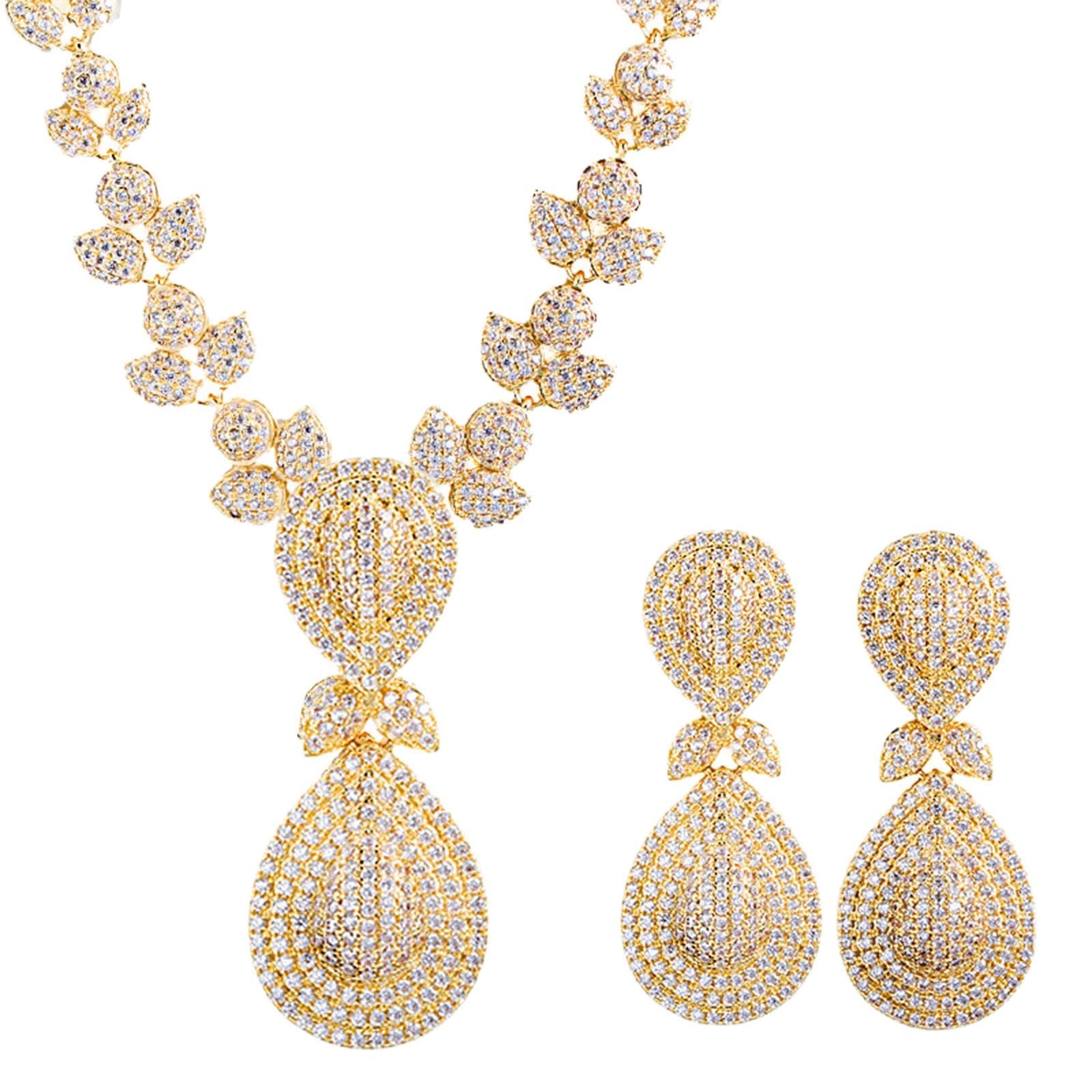 SVRITE Dubai africano placcato oro 18 carati, collana e orecchini, bracciali e anelli da donna, set di gioielli italiani per sposa, accessori per feste di nozze, in metallo, non è una