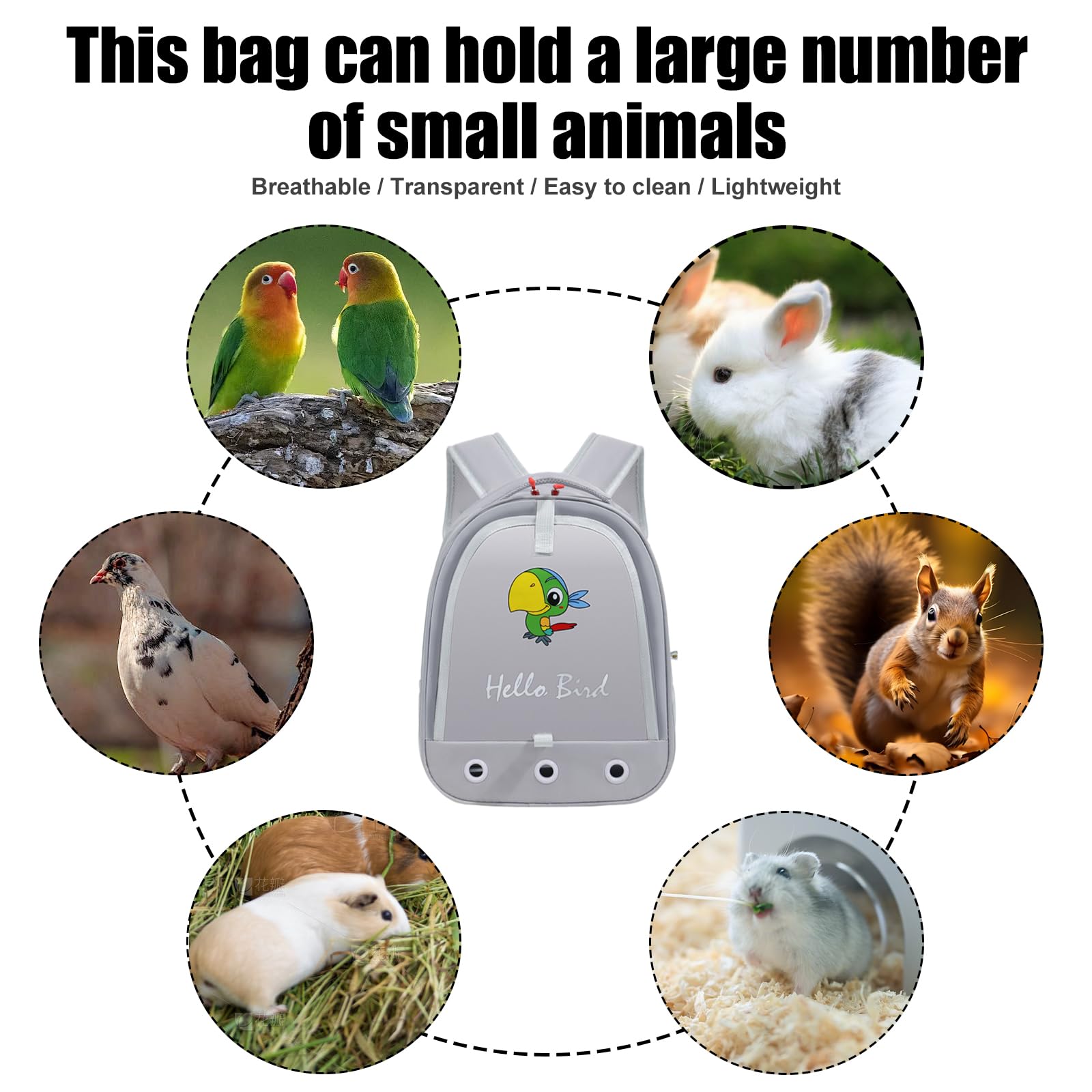 Scatola per il trasporto di piccoli animali: tessuto Oxford, con asta di fieno, traspirante, piccola borsa per animali domestici, pieghevole, per viaggi di animali domestici, pappagallo