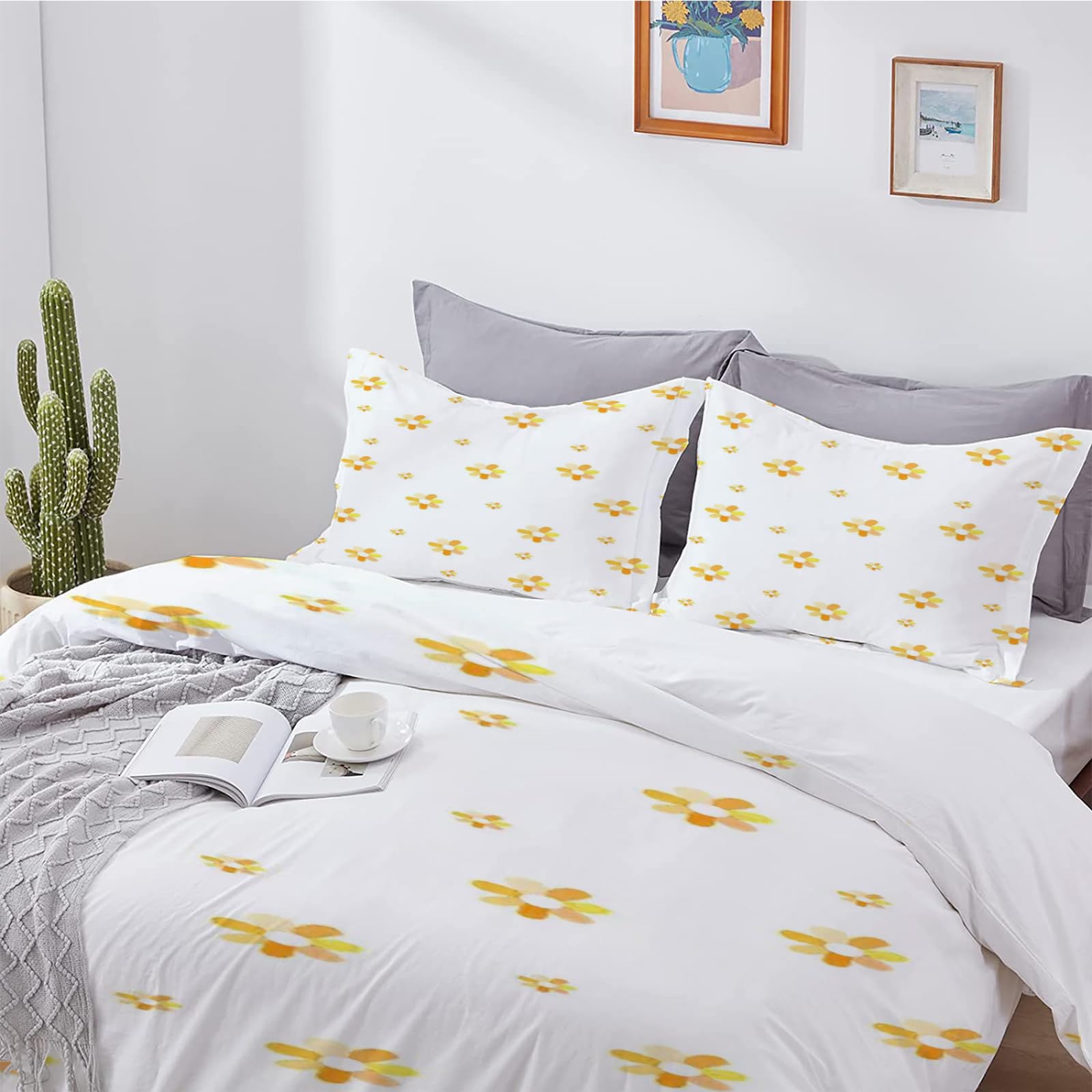 Dinjoy Parure de lit d'automne 3 pièces en microfibre légère avec 2 taies d'oreiller pour homme