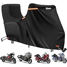 Motorcycle Cover Harley Davidson with Side+Top Box,420D Heavy Duty,Nano-Coated,Harley Bike Cover for Gold Wing,Road Master,Road Glide Limited,Touring Models Harley Davidson Ultra Limited