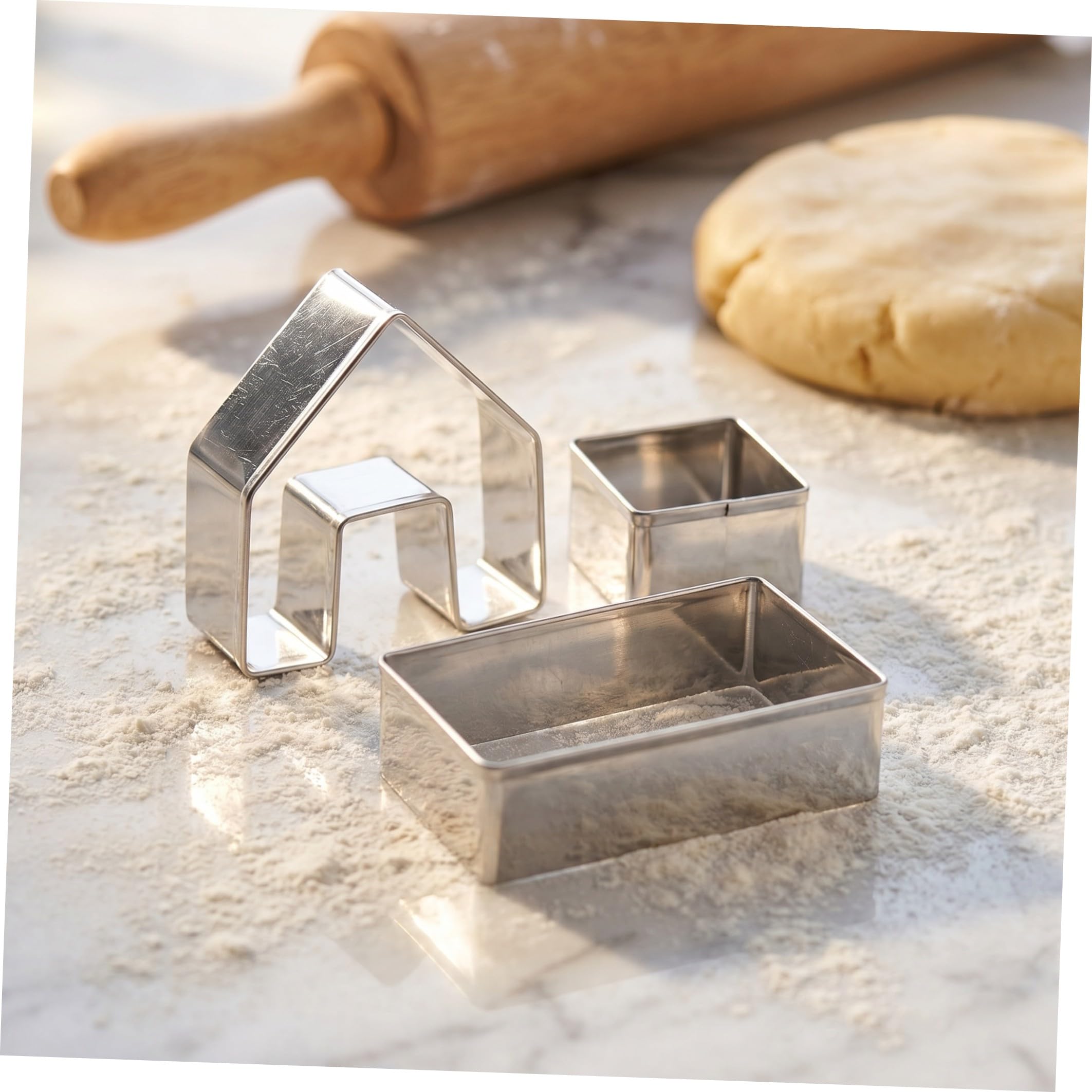 HEMOTON 5 Moule Maison Coupeurs De Maison De Pain Dépice Ensemble Demporte-pièces Maison 3d Rasoir Barbe Homme Mini Emporte-pièces Coupe-biscuits Gâteau Acier Inoxydable Noël
