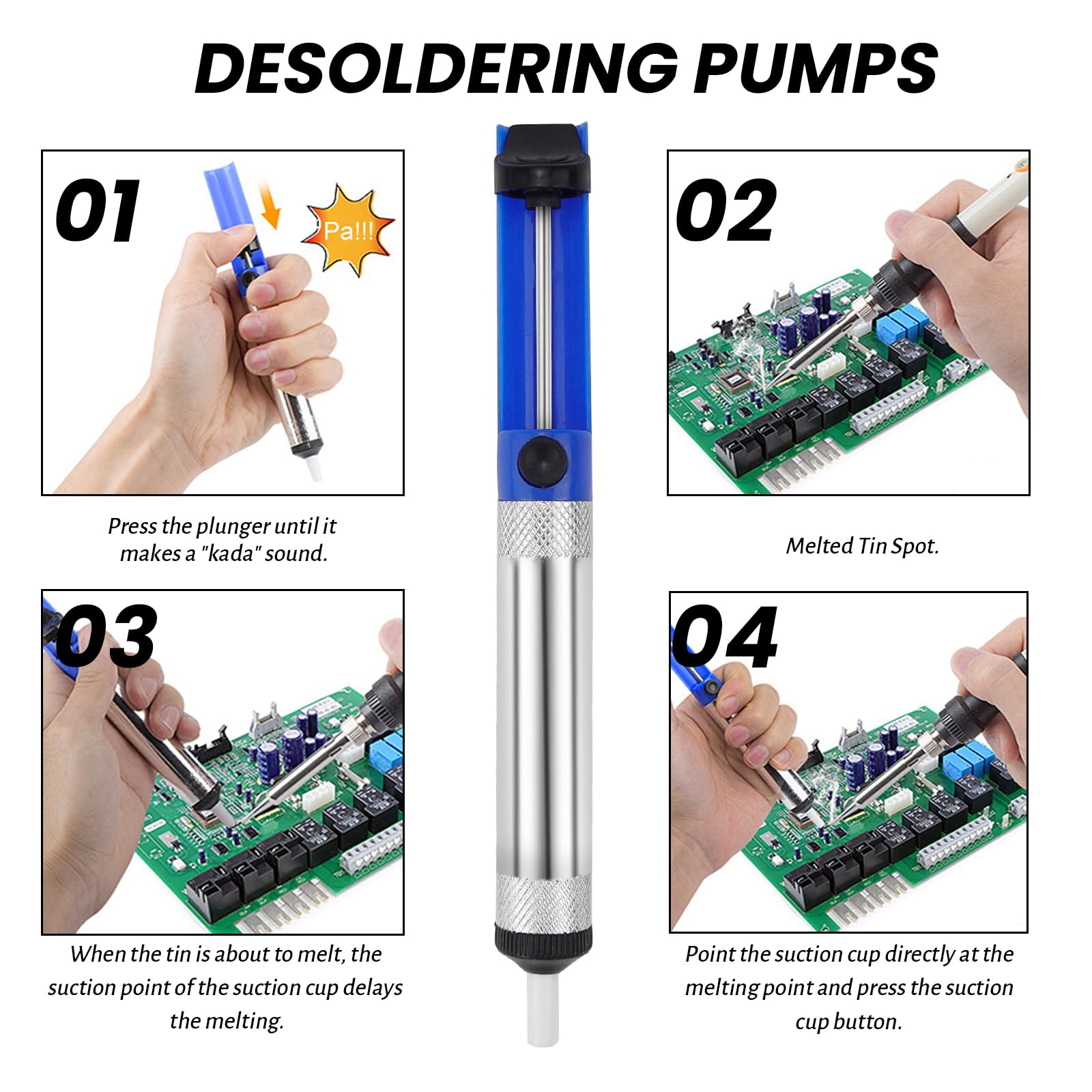 Kit Dissaldatura 5 Pezzi - Pompa Dissaldante, Stoppino, Tagliafili E Stagno Senza Piombo - Foto 11