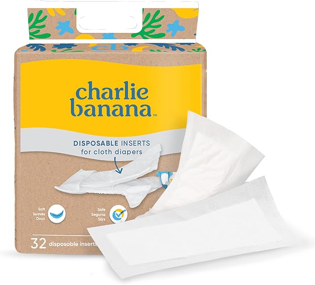 Charlie Banana Inserti assorbenti usa e getta per pannolini in tessuto, sistema ibrido di pannolino in tessuto, confezione da 32 pezzi