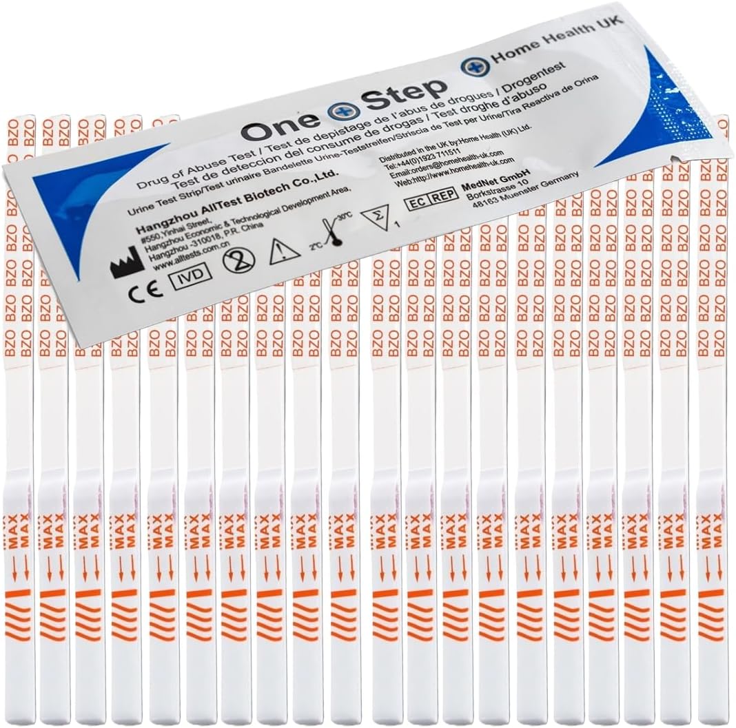 One Step: 20 x Benzodiazepines Drug Testing Kits, Rapid Results Urine Test Strips for Diazepam, Valium | Sensitivity 200ng/mL