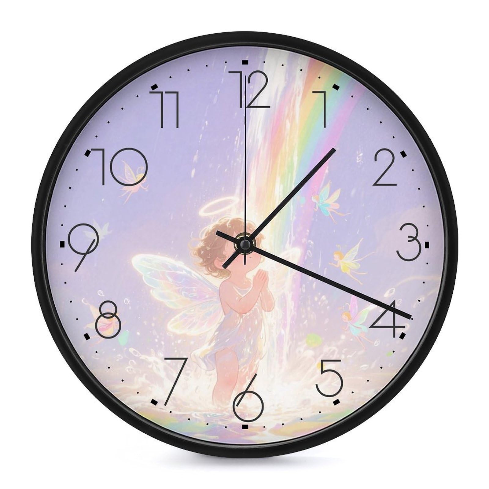 Horloge murale ange aquarelle silencieuse pour grand calme de salon