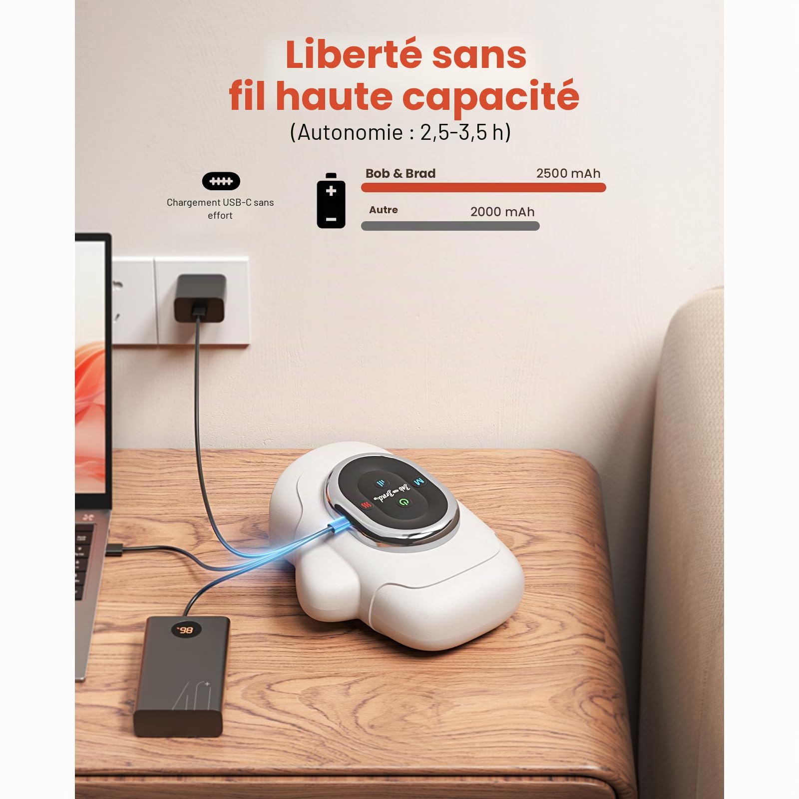 BOB AND BRAD Masseur de Mains avec Chaleur et Compression, Appareil de Massage sans Fil Portable du Syndrome du Canal Carpien, Relaxation à Domicile ou au Bureau pour Femmes, Cadeaux Hommes, Parents