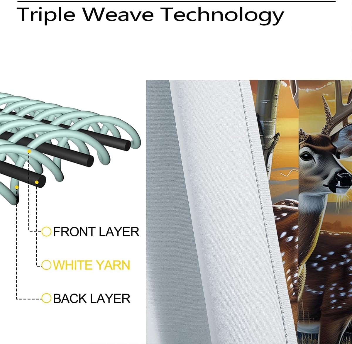 Animal Blackout Curtains for Girls Boy Home Decor, Elk Wildlife Deer Rustic Nature Forest Grommet Thermal Insulated Drapes Darkening Window Curtain for Bedroom Living Room, 72 x 63 Inch