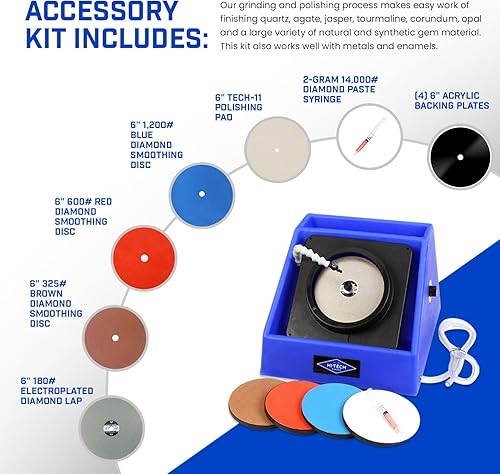 Miniatura 9 de Hi-Tech Diamond Cabber inclinado de 8 pulgadas  Máquina pulidora mineral de roca lapidaria  Incluye kit de accesorios