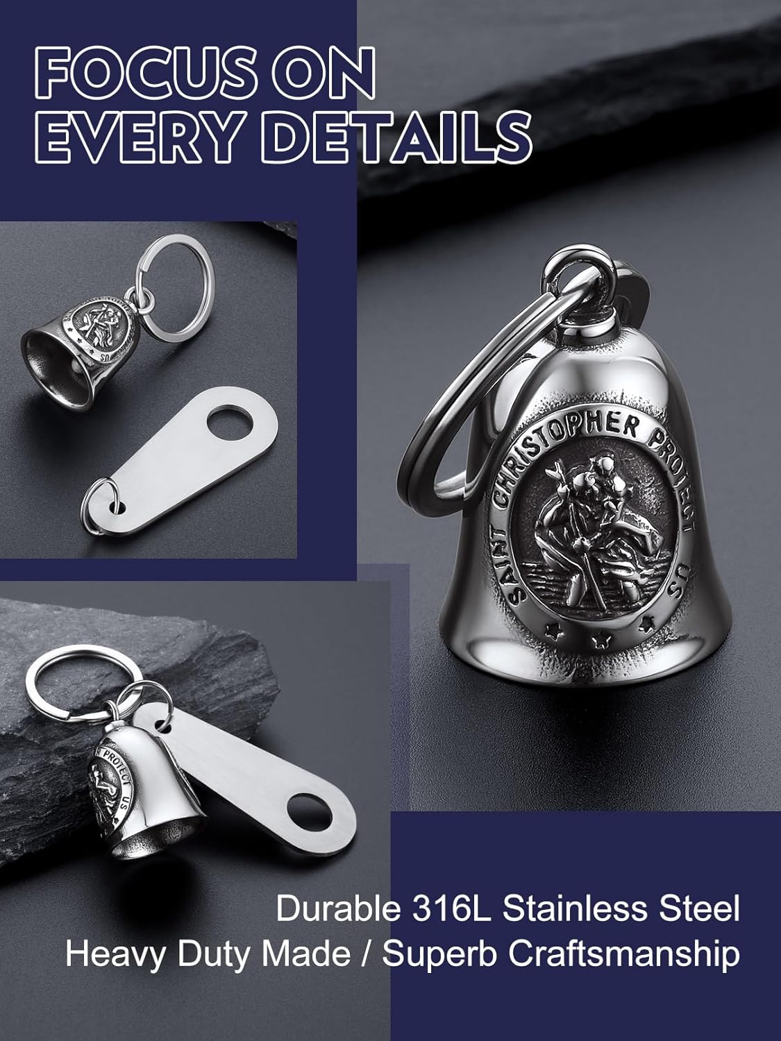 Bandmax Motorcycle Keychain for Biker Stainless Steel Safe Driving Guardian Bells for Motorcycles - Image 2