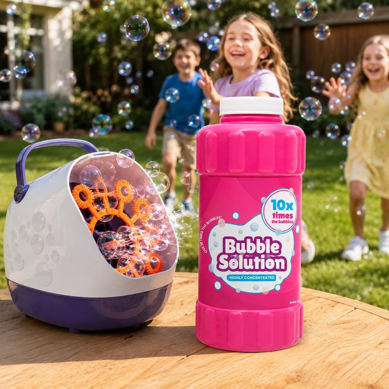 16 oz Concentrated Bubble Solution, Refills up to 1.25 Gallons, Non-Toxic Concentrated Solution for Bubble Machines, Giant Bubble Wands, Bubble Gun and Blowers (Blue) (4-Pack)