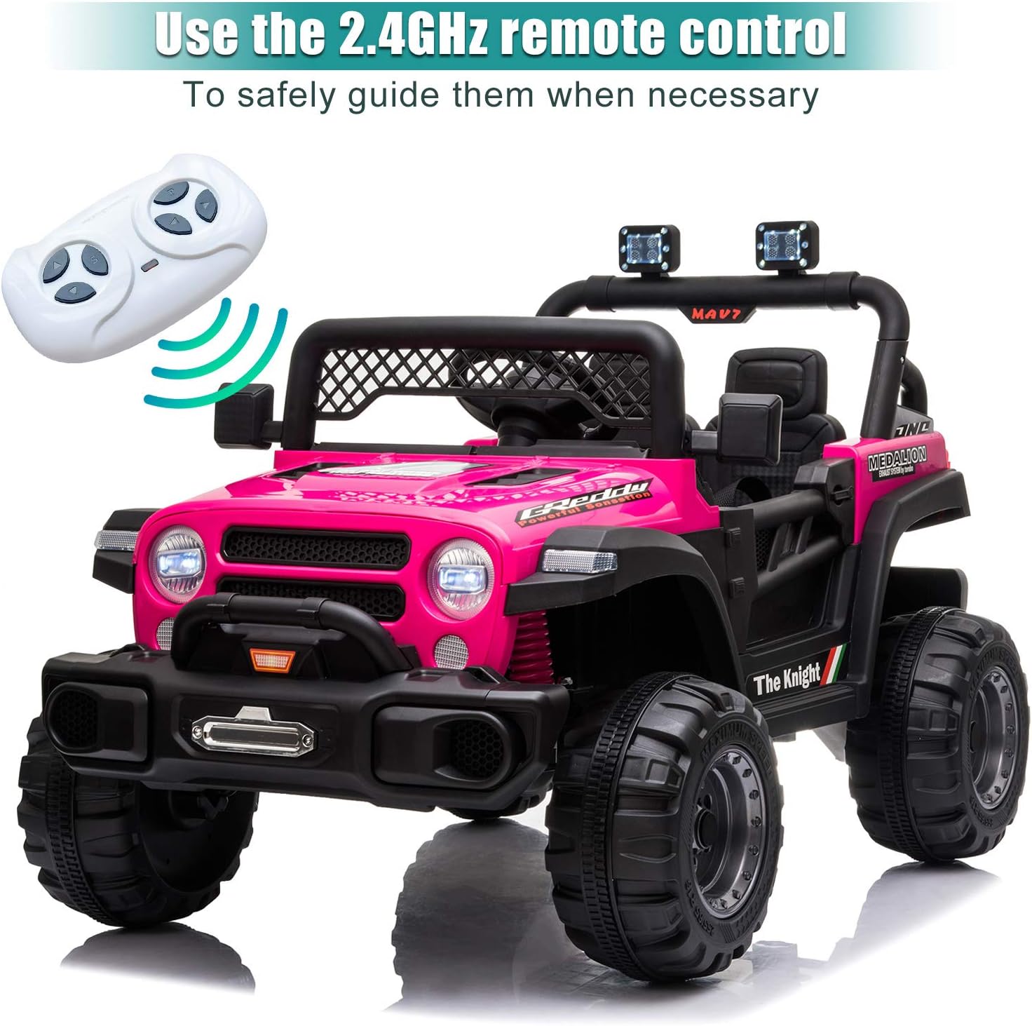 Dual Drive 12V 4.5A.h with 2.4G Remote Control Off-Road Vehicle (Rose Red)