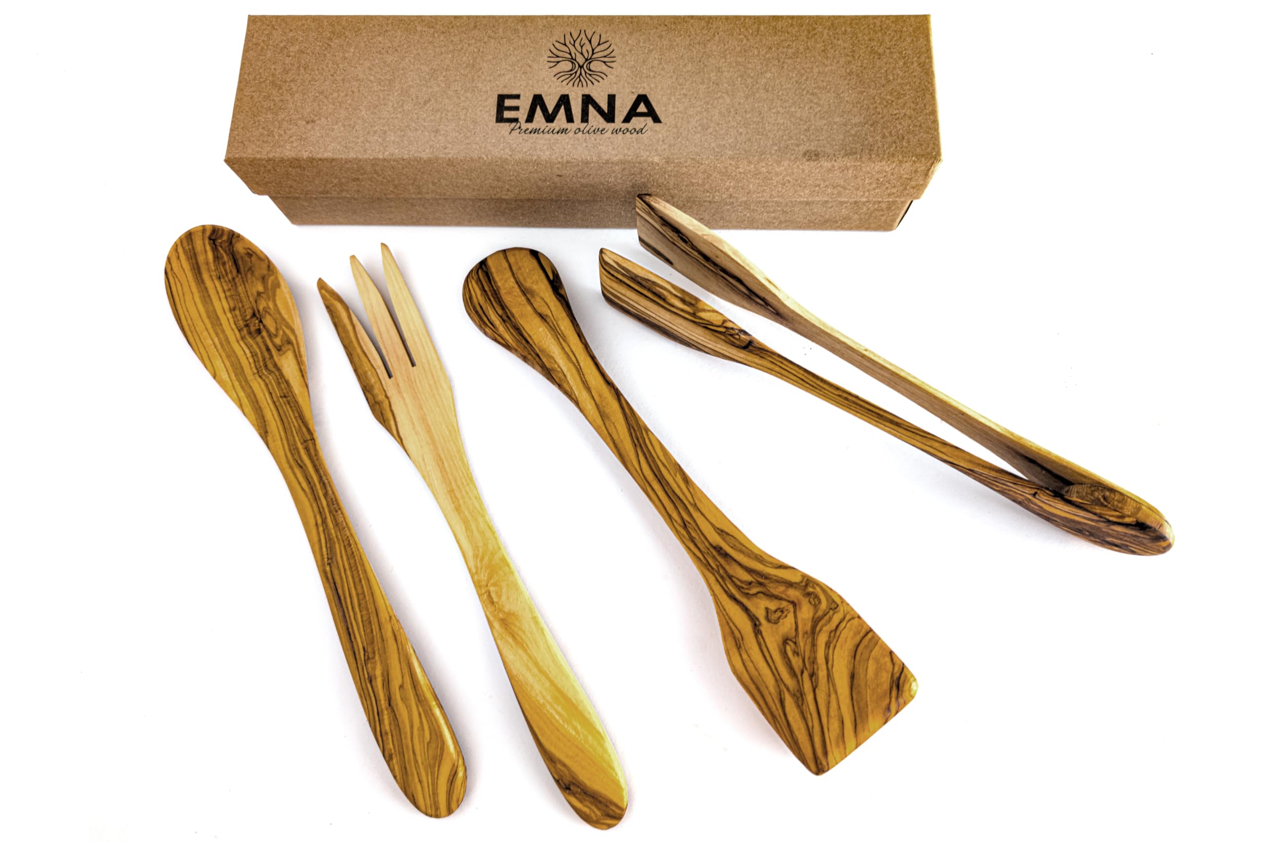 Ustensiles de cuisine EMNA en bois d'olivier pour ne plus rayer vos saladiers et poêles