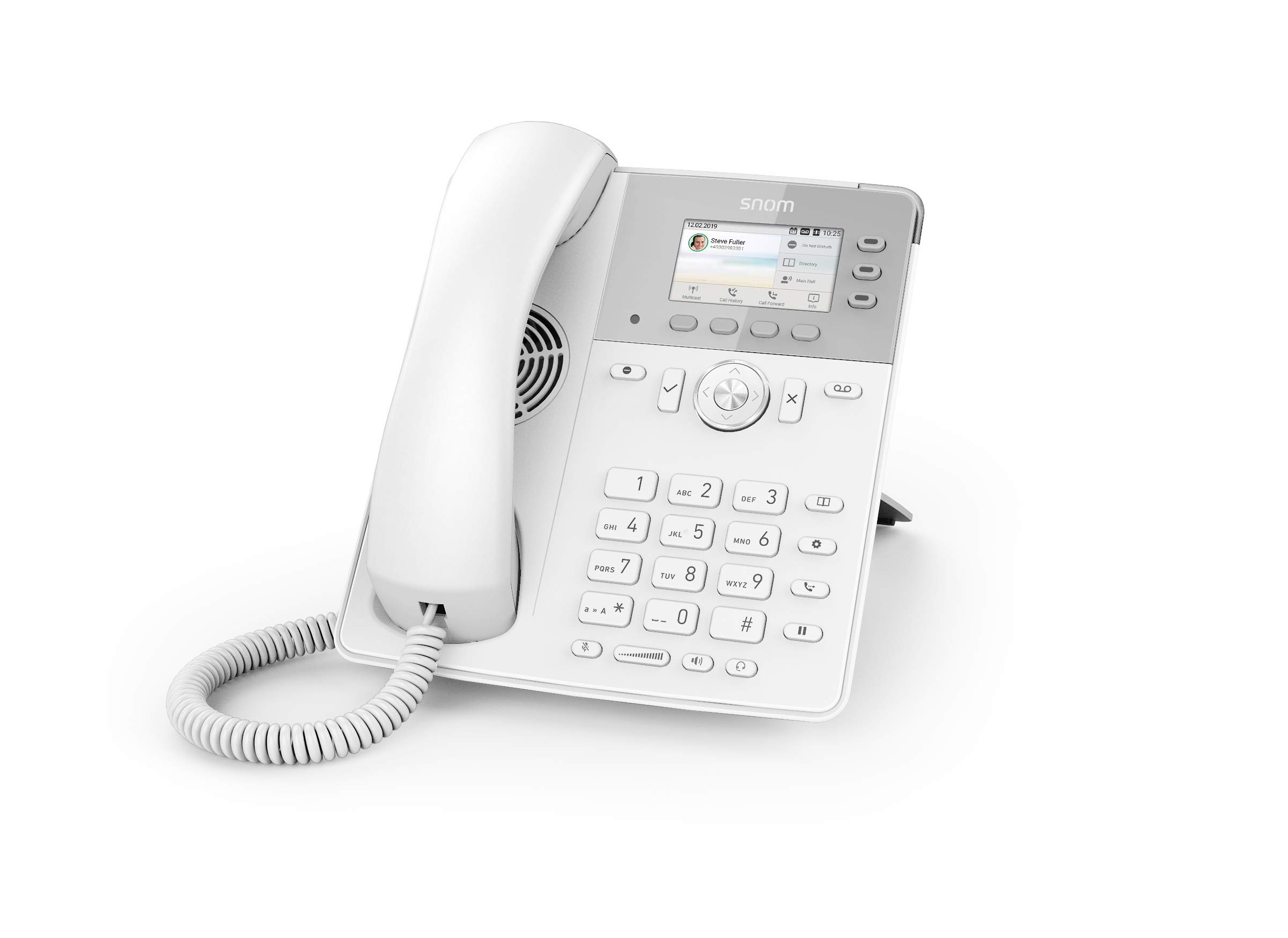 SNOM D717 Globale desk telefonico (3 auto-etichettatura tasti funzione, colori ad alta risoluzione TFT, sensore di luce integrato, PoE IEEE 802.3af); Bianca; 00004398