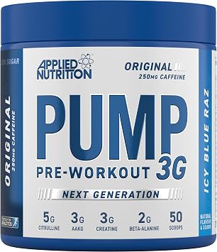 Applied Nutrition Pump 3G Pre Workout - Energy, Focus & Performance 375g - 25 Servings ICY Blue Raz
