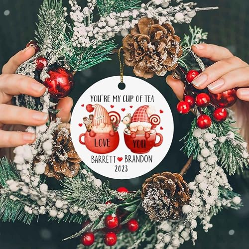 Miniatura 5 de You're My Cup of Tea Love You Navidad, decoración personalizada para árbol de Navidad para recién casados, regalos románticos para parejas, adorno