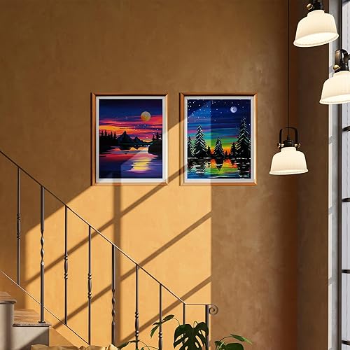 Miniatura 6 de Paquete de 4 lienzos de 8 x 10 pulgadas, lienzos estirados predibujados para pintar para adultos y niños, juego de pintura para fiestas, contorno