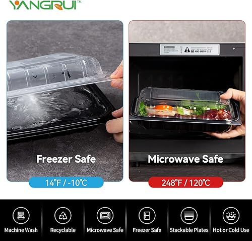 Miniatura 3 de YANGRUI Clamshell - Recipientes para llevar, antiempañamiento y a prueba de fugas, paquete de 30 unidades de 9 x 6 pulgadas, contenedor de