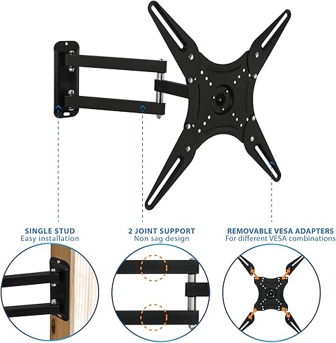 Miniatura 4 de Mount-It Soporte de pared para TV LCD de movimiento completo, soporte giratorio de TV LED 4K para tamaño de pantalla de 23 a 55 pulgadas, compatible