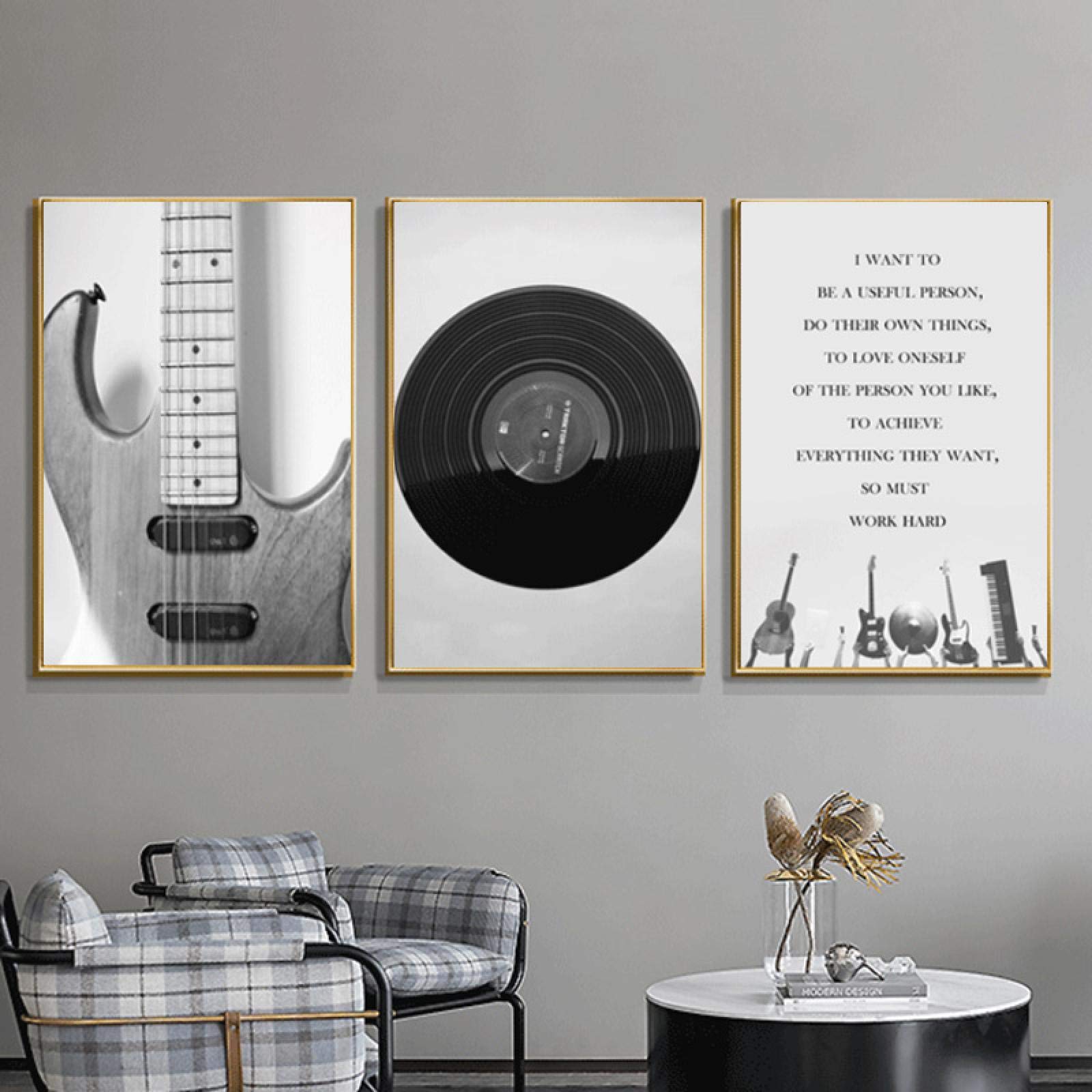 Pintura en lienzo de música vintage de 20x30cm en un juego de tres piezas decorativas