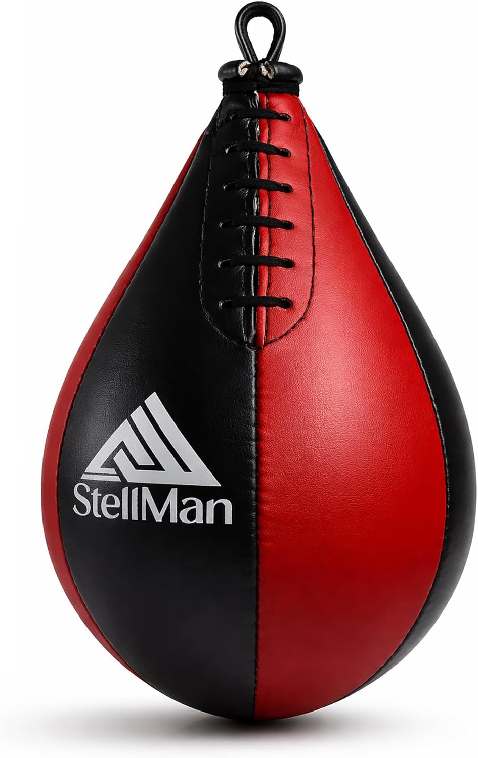 PU Leather Boxing Speed Bag – Black Red MMA Reflex Punching Ball for Home Gym Workout, Speed Ball for Punching, Kicking & Reflex Training Equipment