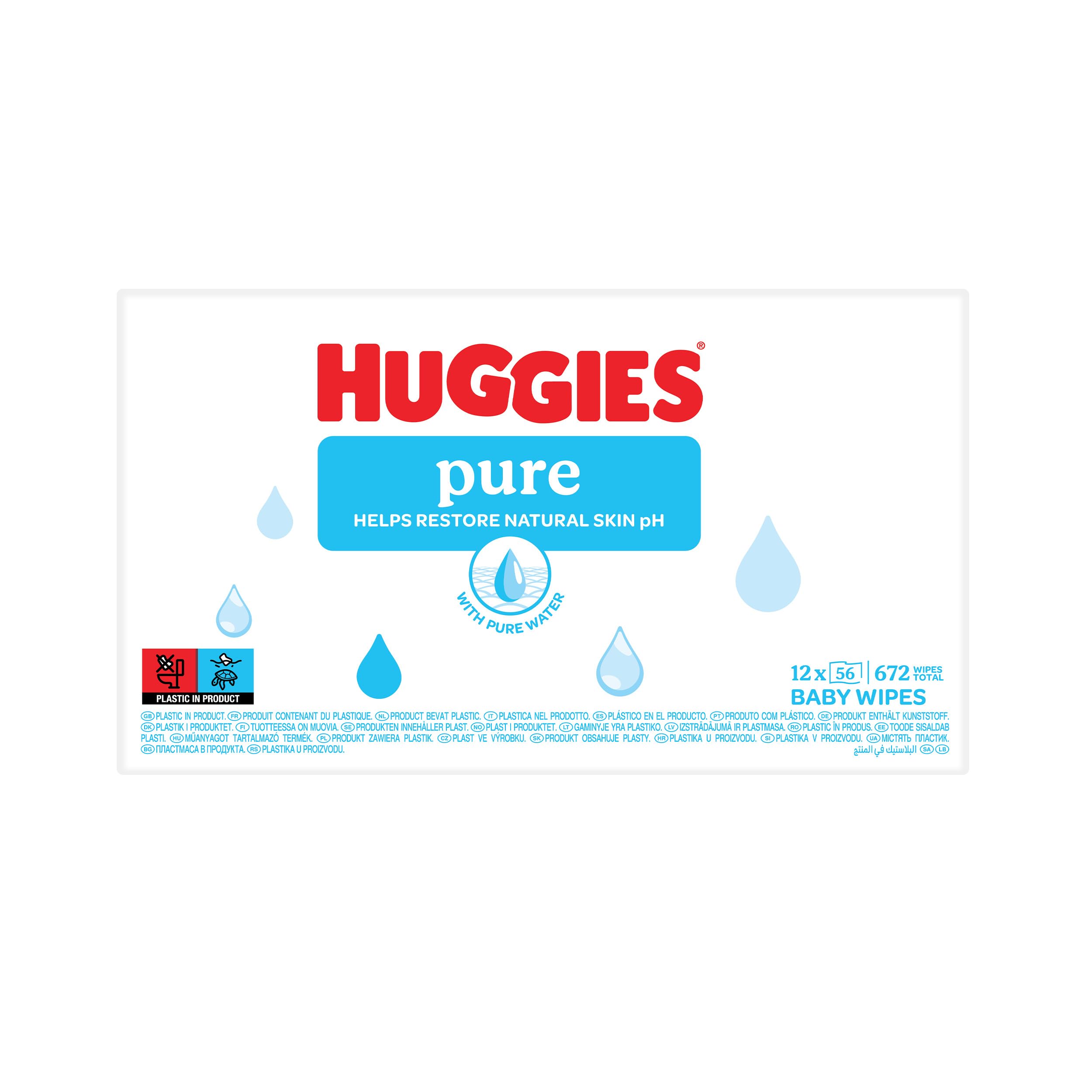 Huggies Pure Baby Wipes, 12 Pack
