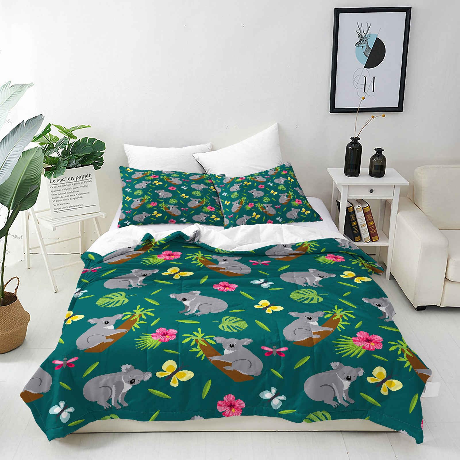 ANHOPE Custom Duvet Cover & Pillowcase Customized Size Bedding Set with Jungle Animal Koala Bear Printed Pattern Personalised Quilt Cover for All Season — image 1