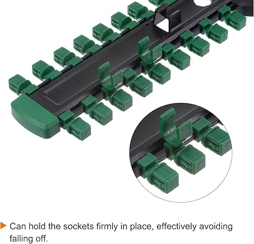 Miniatura 9 de HARFINGTON Organizador de enchufes de 38 pulgadas x 20 clips de plástico ABS portátil de plástico ABS soporte de riel de clip, verde