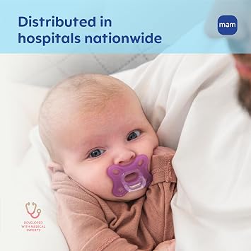 MAM Comfort Baby Pacifier 0-3 Mths Lightweight One-Piece Silicone 2 Pack