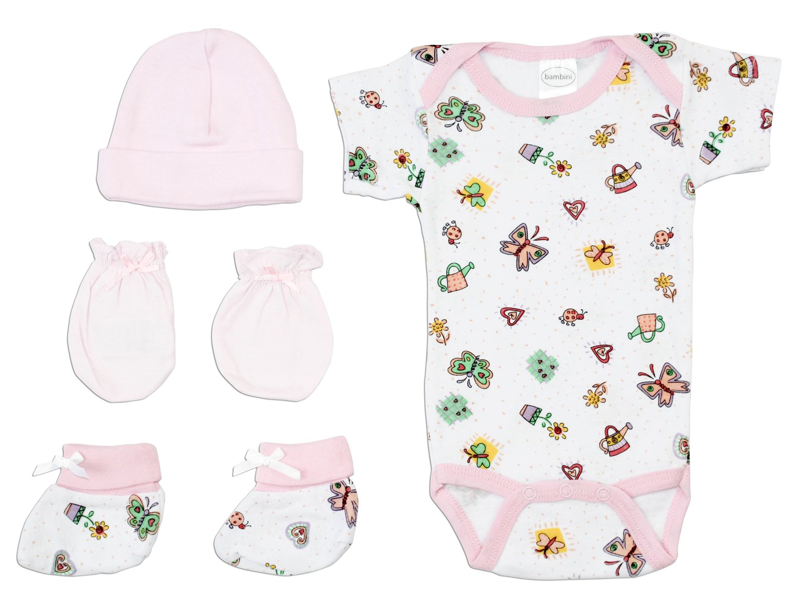 Bambini Newborn Baby Girls 4 Pc Layette Set