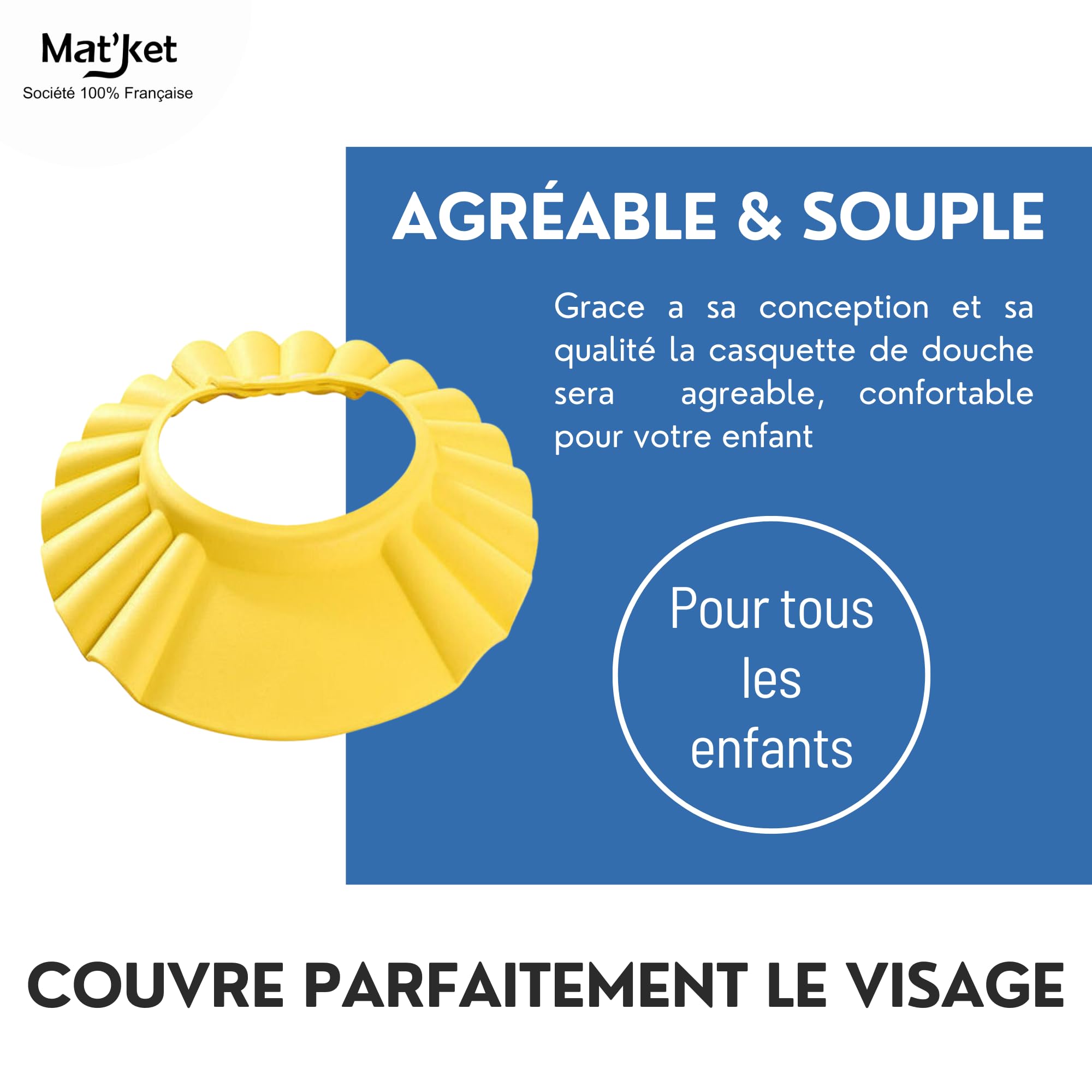 Casquette de Bain Enfant - Casquette De Bain Pour Bébé, Visière Bain, Chapeau Bebe, Idéal pour Shampoing Enfant et Douche Bebe