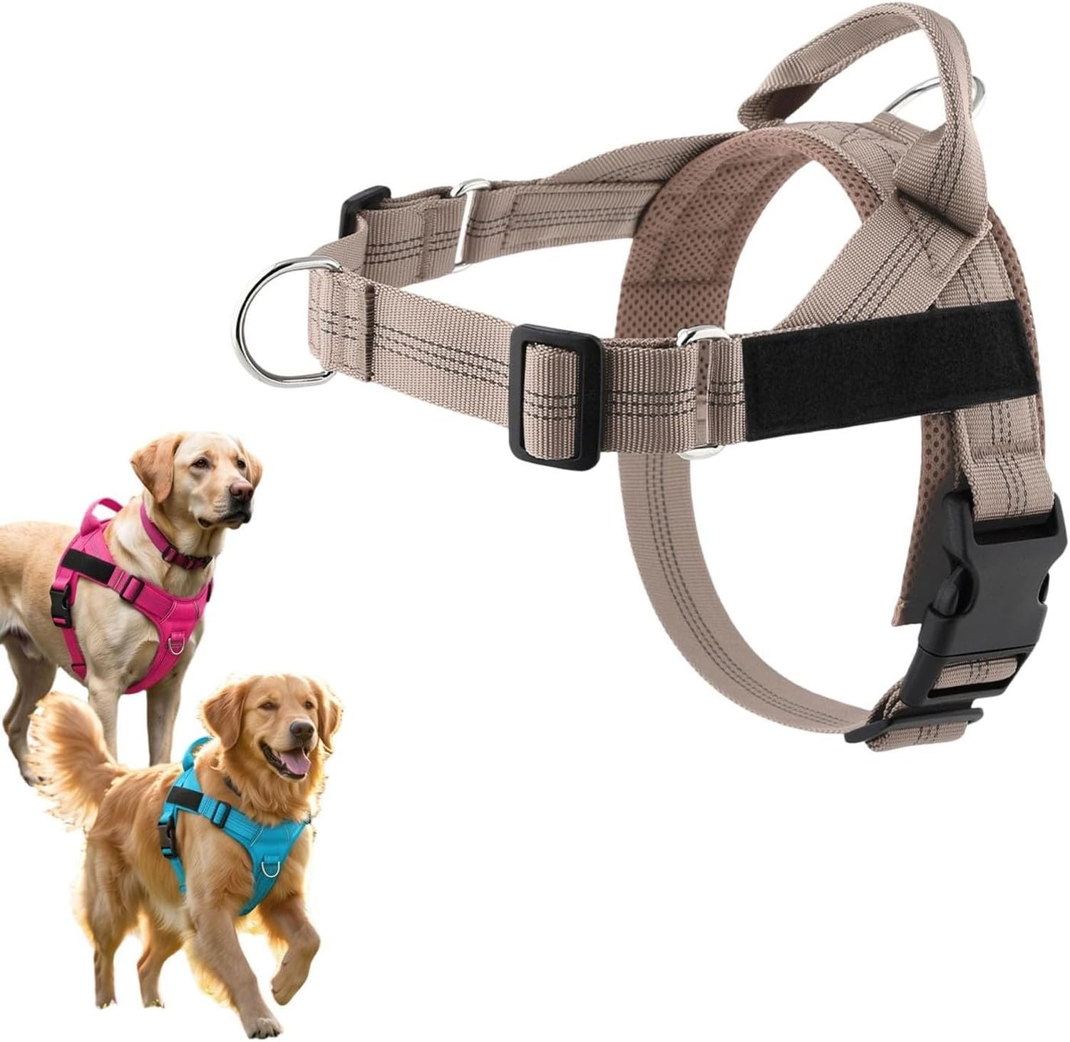 AIEIJJH No Pull Dog Harness Adjustable Reflective Nylon Vest for Small Medium Large Dogs with Easy Control Handle, Choke Free Comfort for Walking and Training, #H, XS