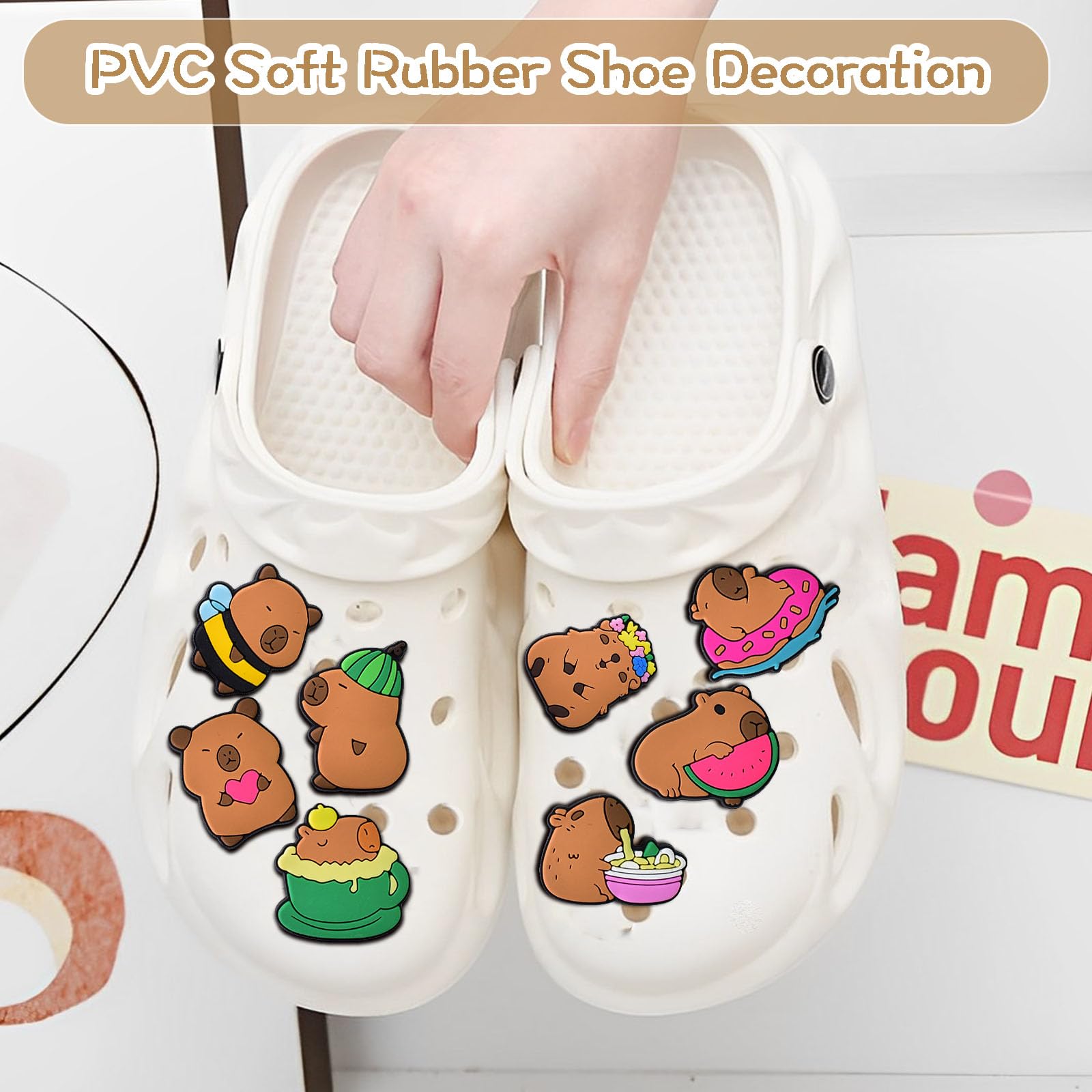 Capybara Shoe Charm, 25 Sztuk Capybara Shoe Charms dla Nastolatków DIY Sticker Shoe Charms dla Chłopców i Dziewcząt, Bransoletki, Chodaki, Sandały, Prezenty Imprezowe, Prezenty dla Dorosłych