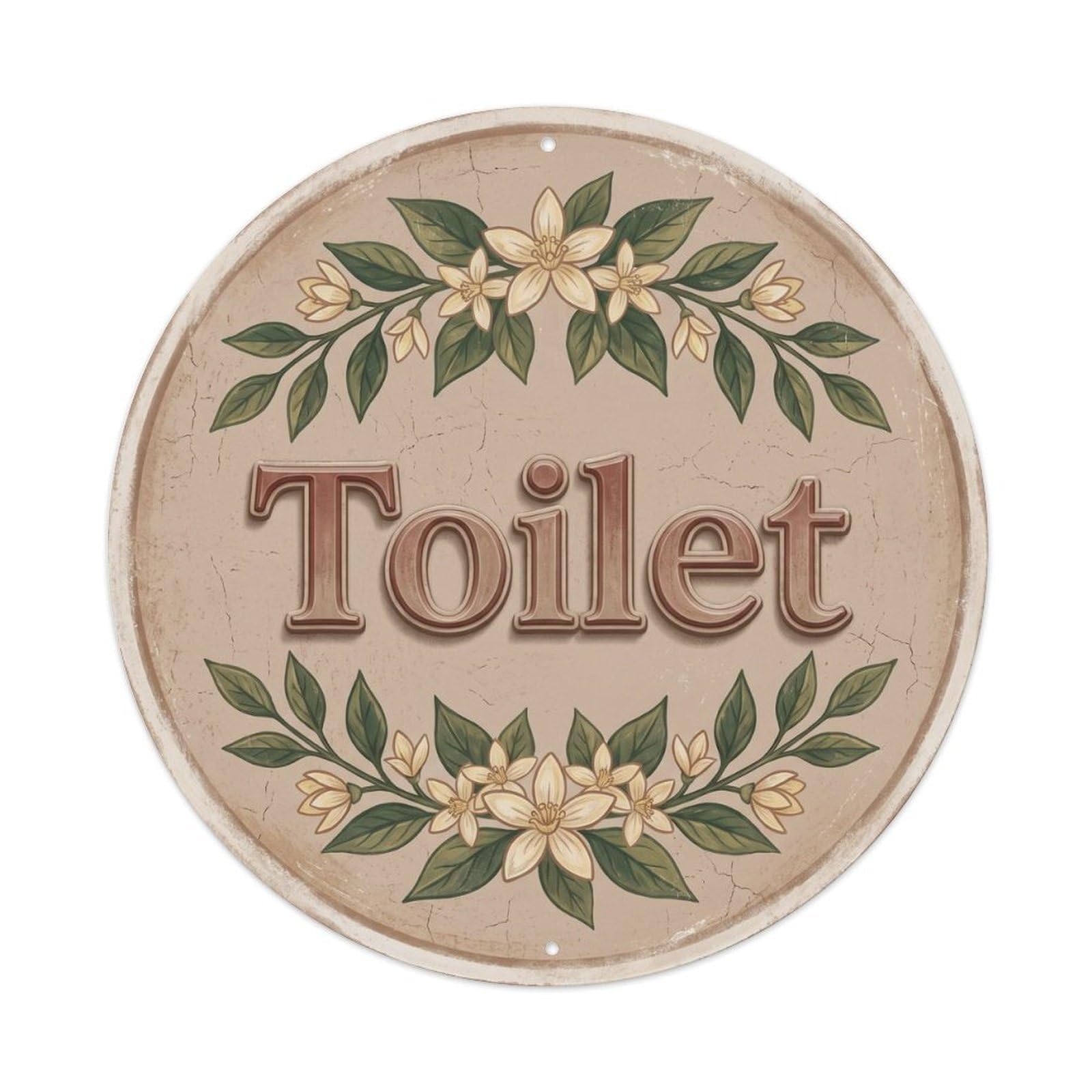 Okahys 8X8inch(20X20cm) Toilet(Wc) Signage Lemon Blossom Vintage Metal Tin Sign