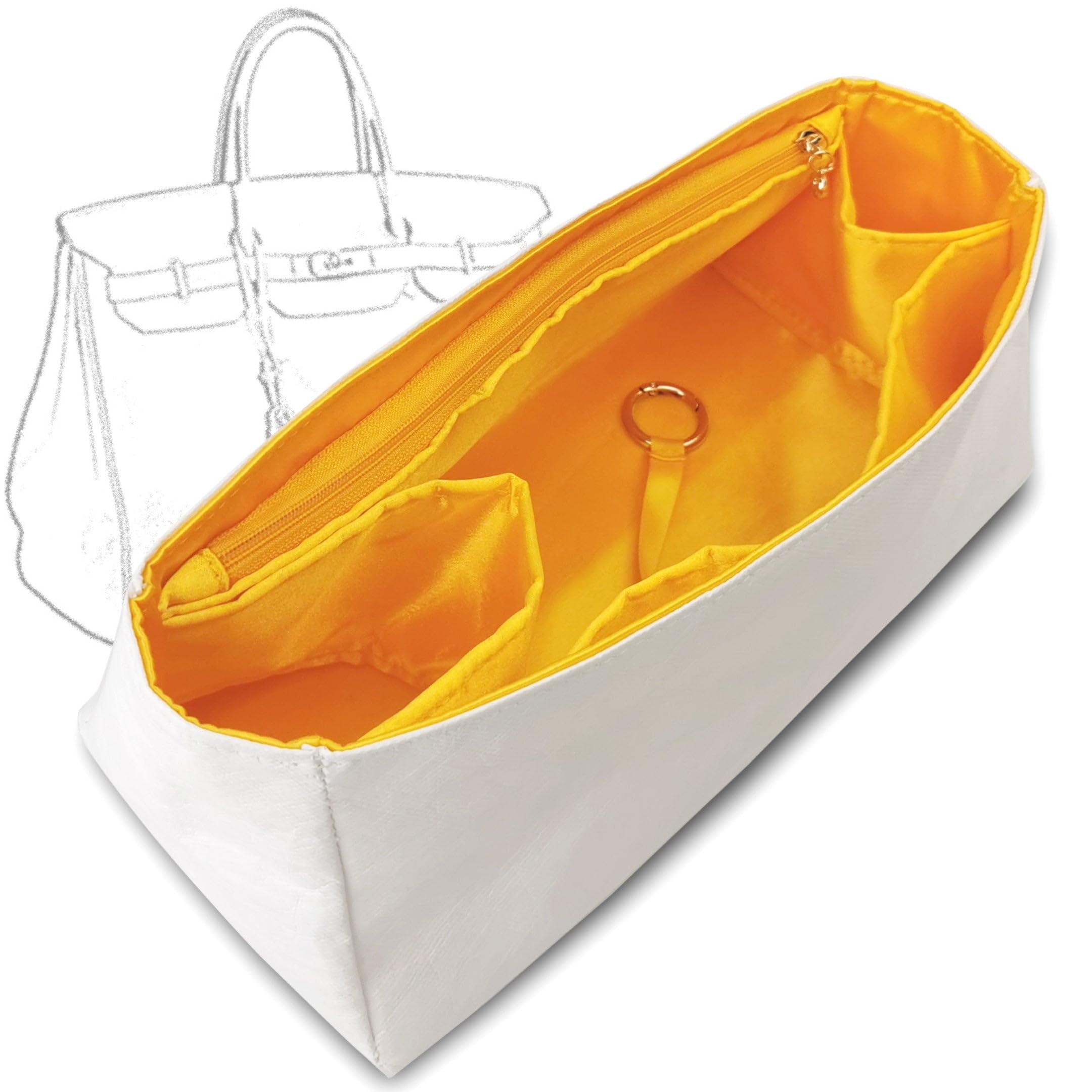 Organizer for Birkin 25,30,35,40,42,45,50, Lightweight Bag Insert, DupontPaper and Satin Silk Liner, 34 Interior Colors(BK 45, Black)